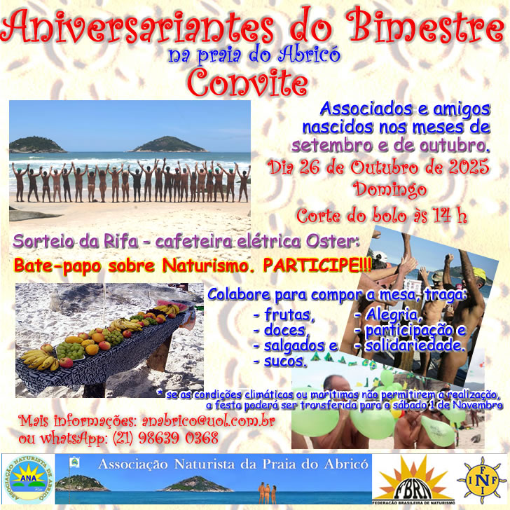 Aniversariantes do Bimestre (Setembro e Outubro) na Praia do Abricó